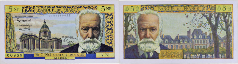 FRANCE
5 nouveaux francs type 1959 “Victor Hugo” 1-2-1962.
P.141a - F.56.10.
Alp...