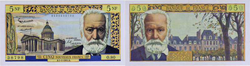 FRANCE
5 nouveaux francs type 1959 “Victor Hugo” 1-3-1962.
P.141a - F.56.11.
Alp...