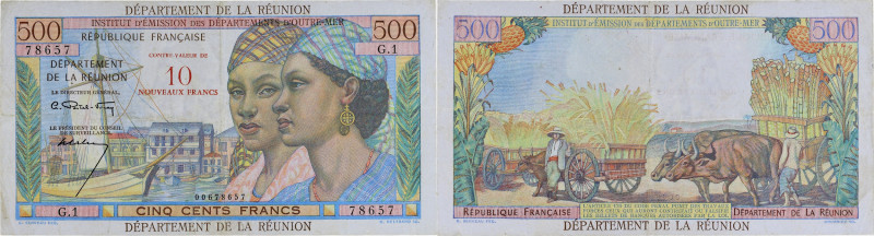 RÉUNION (ÎLE DE LA) - REUNION
10 nouveaux francs surchargé sur 500 francs type “...