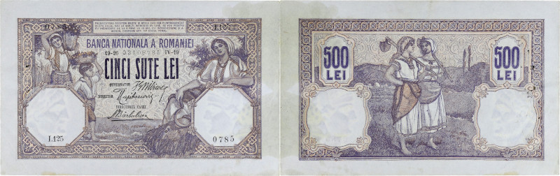 ROUMANIE - ROMANIA
500 lei 26 avril 1919.
P.22c.
Alphabet I.125 - numéro 0785, t...