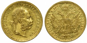 Austria, Franciszek Józef I - Dukat 1879

Rare date. 
Surface hairliness but a lot of luster remains. 
Relatywnie lepszy rocznik. 
Zdrowa moneta ...