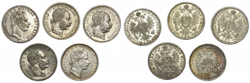 Austria - Lot of 5 florens - different dates
Austria - ZESTAW - 5 szt. - Floren...