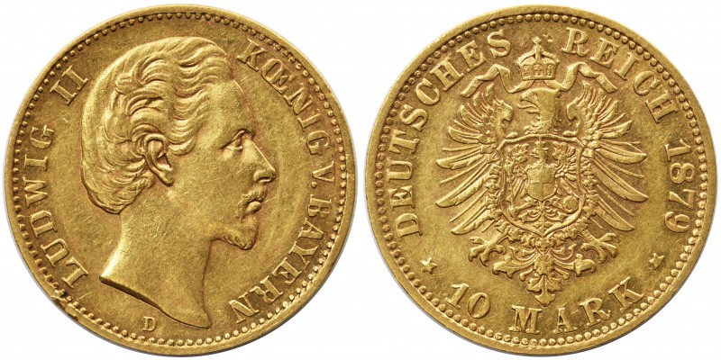 Germany - Bavaria Ludwig II - 10 mark 1879 D Munich
Niemcy - Bawaria Ludwig II ...