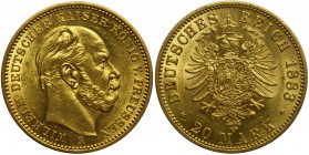 Germany - Prussia Wilhelm I - 20 marek 1883 A Berlin
Niemcy - Prusy Wilhelm I - 20 marek 1883 A

Attractive piece with full luster and sharp detail...