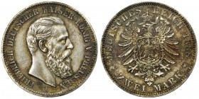 Germany - Prussia Friedrich III - 2 mark 1888 A
Niemcy - Prusy Fryderyk III - 2 marki 1888 A

Surface hairliness and one visible scratch on obverse...