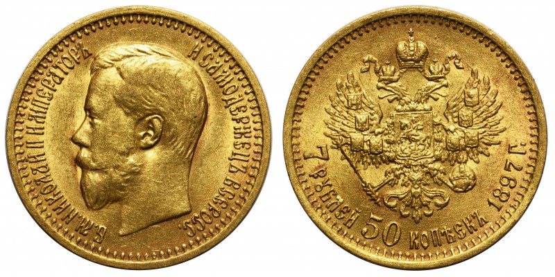 Russia - 7 1/2 rubles 1897 АГ Petersburg
Rosja, Mikołaj II - 7 1/2 rubla 1897 А...