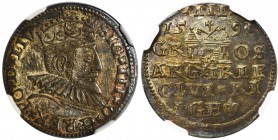 Zygmunt III Waza, Trojak Ryga 1591 - NGC MS62

Odmiana z małym popiersiem i LIV kończącym napis otokowy. 
Menniczy egzemplarz z wyraźnym połyskiem....