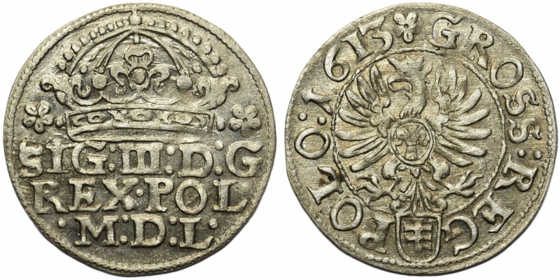 Zygmunt III Waza, Grosz Kraków 1613

Odmiana z małą koroną na awersie. 
Ładny...