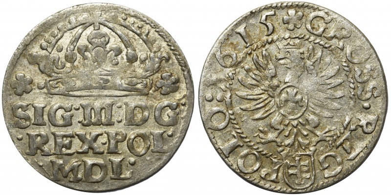 Zygmunt III Waza, Grosz Kraków 1615

Zdrowa sztuka z połyskiem. 
POLISH COINS...