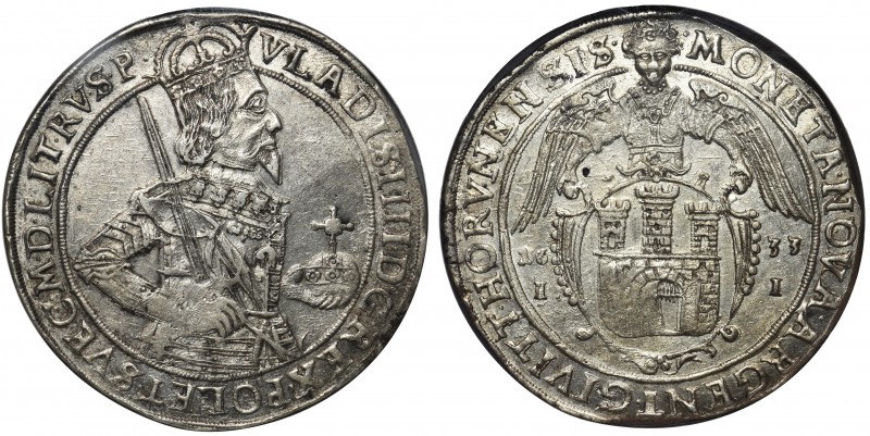 Władysław IV Wazna, Talar Toruń 1633 II - NGC AU55 - niespotykanej urody mennicz...