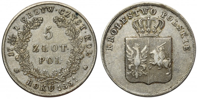 Powstanie Listopadowe, 5 złotych 1831 KG

Odmiana z kreską ułamkową w stopie m...