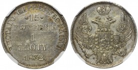 15 kopiejek = 1 złoty 1832 НГ Petersburg - NGC MS61 - rzadkie

Bardzo rzadka moneta wybita w niskim nakładzie poniżej 50 tysięcy sztuk. 
Odmiana z ...