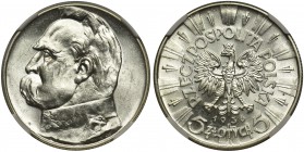 Piłsudski 5 złotych 1936 - NGC MS62

Menniczy egzemplarz z intensywnym połyskiem. 
POLISH COINS The Second Republic Poland Polen Poland Polen

Gr...