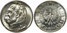 Piłsudski 10 złotych 1934 - NGC MS62 - PIĘKNY

Rzadki rocznik. Najtrudniejsza ze wszystkich dziesiątek w stanach menniczych. 
Znakomita sztuka z mo...