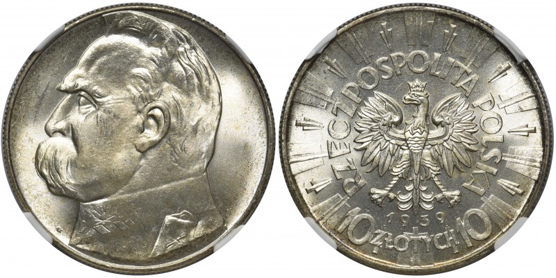 Piłsudski 10 złotych 1939 - NGC MS64+

 
Moneta o zjawiskowej prezencji. Nawe...