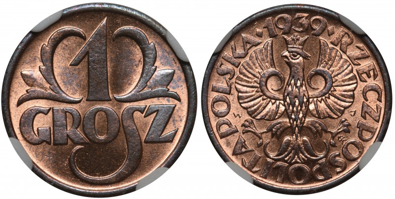 1 grosz 1939 - NGC MS67 RB

Perfekcyjnie zachowany egzemplarz. Ostry detal ora...
