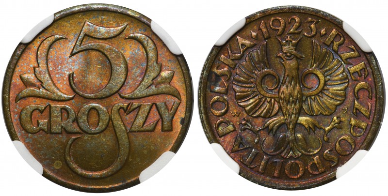 5 groszy 1923 - NGC MS63
5 groszy 1923 - NGC MS63
Ładnie zachowany, menniczy e...