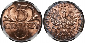 5 groszy 1939 - NGC MS65 RB

Menniczy egzemplarz w kolorze czerwono-brązowym.
POLISH COINS The Second Republic Poland Polen Poland Polen

Grade: ...