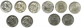 ZESTAW - 5 szt. Piłsudski 5 złotych 1934 i 1938 - rzadsze roczniki

Obiegowe sztuki rzadszych roczników. 
5 złotych 1934 urzędowy(3), 5 złotych 193...