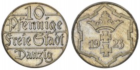 Wolne Miasto Gdańsk - 10 fenigów 1923 - stempel lustrzany

Bardzo rzadka moneta wybita stemplem lustrzanym. 
Delikatna patyna. 
Pozycja do zaawans...