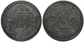 Danzig 10 pfennig 1920 - 55 beads
Gdańsk 10 fenigów 1920 - 55 perełek

Odmiana małe cyfry i 55 perełek. 
Ładny z połyskiem. 


Poland Germany D...