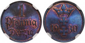 Wolne Miasto Gdańsk - 1 fenig 1930 - NGC MS66 BN

Wyselekcjonowany, menniczy egzemplarz. 
Najwyższa nota w rejestrze NGC. 
POLISH COINS Poland Pol...