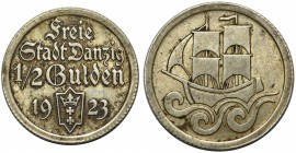 Wolne Miasto Gdańsk - 1/2 guldena 1923

Przyjemne lustro pod patyną. 
POLISH COINS Poland Polen Danzig Germany Deutschland Poland Polen Danzig Germ...