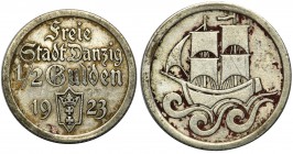 Wolne Miasto Gdańsk - 1/2 guldena 1923

Obiegowy egzemplarz z resztkami połysku. 
POLISH COINS Poland Polen Danzig Germany Deutschland Poland Polen...