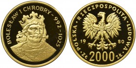 Bolesław I Chrobry - 2.000 złotych 1980

Piękne. 
POLISH COINS Poland Polen Poland Polen

Grade: Proof
Literature: Parchimowicz 347