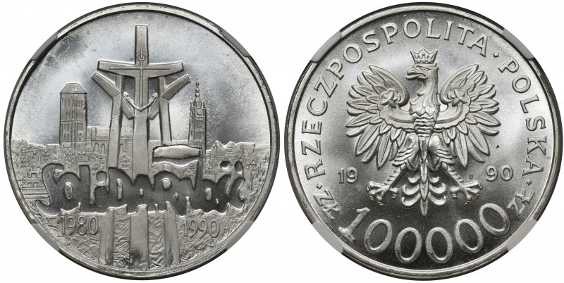 100.000 złotych 1990 Solidarity TYP A NGC MS69
100.000 złotych 1990 Solidarność...