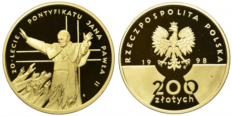 20-lecie pontyfikatu Jana Pawła II - 200 złotych 1998

Drobna mikro ryska na r...
