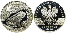 20 złotych 1998 - Ropucha Paskówka - GCN PR70

Nie dostrzegliśmy wyraźnych zarysowań oglądając monetę przez slab. 
POLISH COINS Poland Polen Commem...