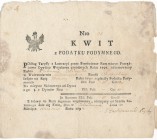 Kwit opłaty z podymnego 1794 rok - efektowny znak wodny

XVIII wieczny, atrakcyjny kolekcjonerko i rzadko spotykany na rynku aukcyjnym kwit opłaty z...
