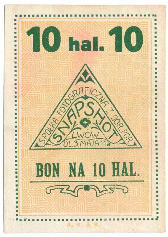 Lwów - Spółka Fotograficzna - Snapshot- 10 halerzy (1919)

Lubiana emisja lwow...
