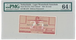 Westerbork Lager - Netherlands - 25 cents 1944 - PMG 64 EPQ
Obóz Westerbork - Holandia - 25 centów 1944 - PMG 64 EPQ

 
Stan emisyjny. 
NOTGELDS|...