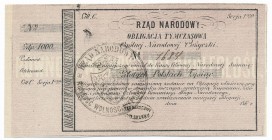 Rząd Narodowy Obligacja tymczasowa na 1.000 złotych - wyśmienity stan

Numeracja 1684. Dwa stemple po obu stronach. Druk w odcieniach różu. Egzempla...