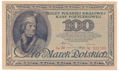 100 marek 1919 - Ser.M -

Odmiana jednoliterowa, 100 marek z emisji lutowej to bardzo trudny banknot w stanach emisyjnych, stąd nawet egzemplarze w ...