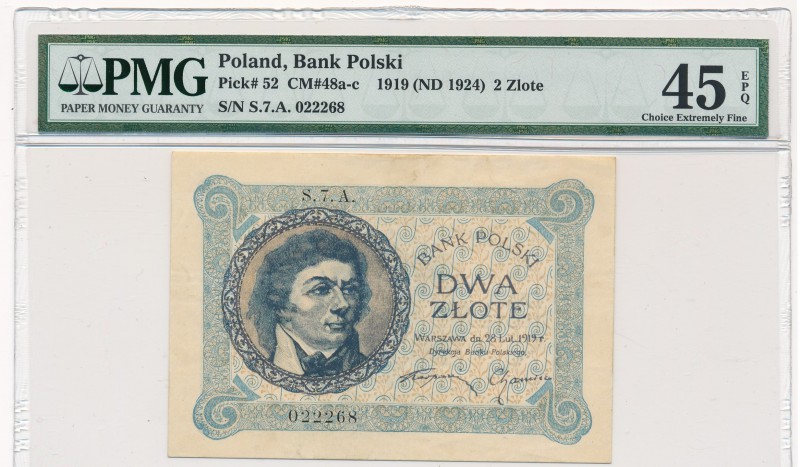 2 złote 1919 S.7.A. - PMG 45 EPQ - atrakcyjny i bardzo rzadki

Rzadka i poszuk...