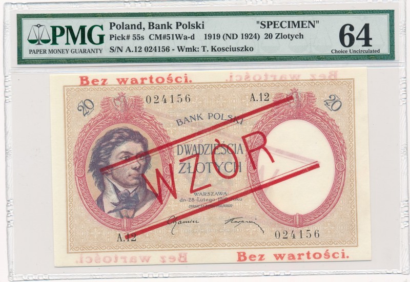 20 złotych 1919 WZÓR A.12 - PMG 64 wyśmienity

Naszym zdaniem wzór 20 złotówki...