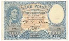 100 złotych 1919 S.C - śliczny

Banknot rzadki w pięknych stanach zachowania. 
Egzemplarz śmiało zasługujący na określenie 'śliczny'. Jedynie załam...