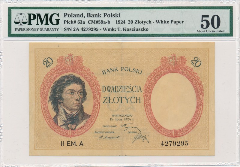20 złotych 1924 II EM.A - PMG 50 - niespotykanej urody egzemlarz

Niespotykane...