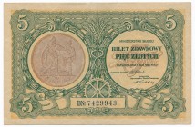 5 złotych 1925 - Konstytucja

Typologicznie rzadki i potrzebny banknot. 
Atrakcyjny, świeży egzemplarz z nielicznymi śladami obiegu. Dwukrotnie zła...