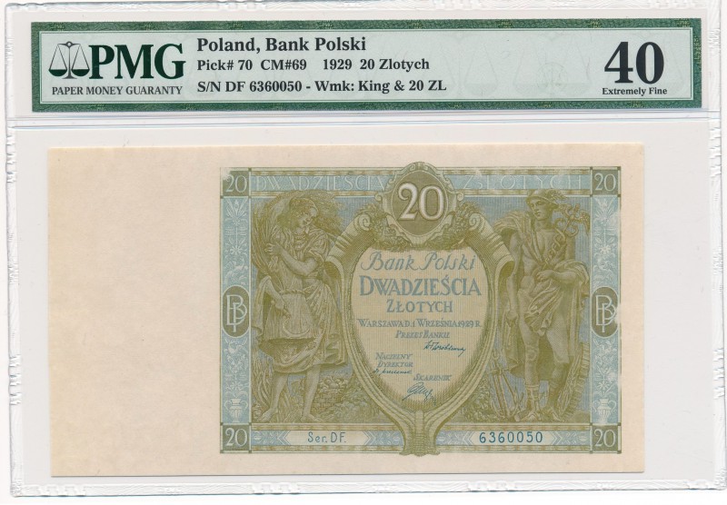 20 złotych 1929 Ser.DF - PMG 40 - rzadki

Typologicznie banknot rzadki w każdy...
