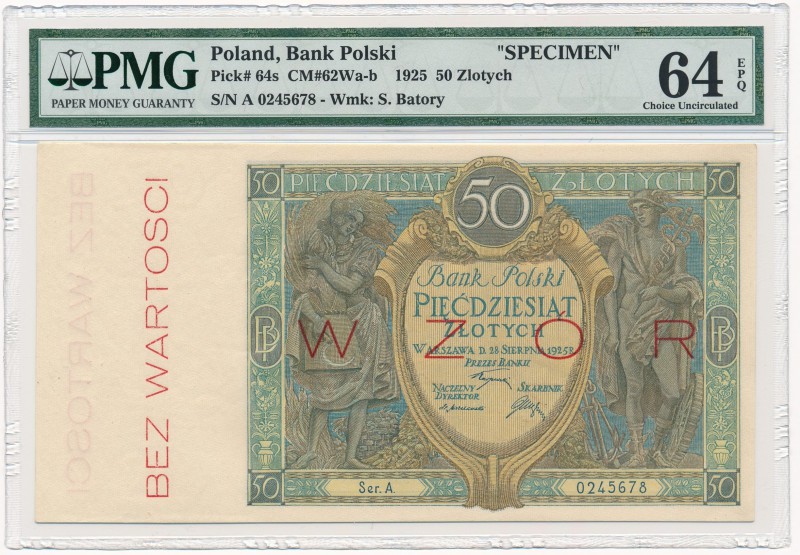 50 złotych 1925 - A - Wzór - PMG 64 EPQ

Odmiana z nadrukiem Wzór i numeracją ...