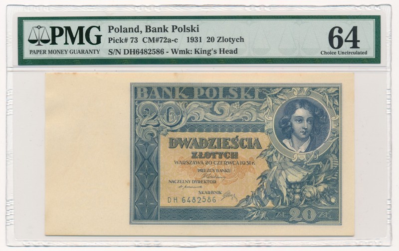20 złotych 1931 -D.H- PMG 64

Emisyjny stan zachowania. Naturalny foxing. 

...
