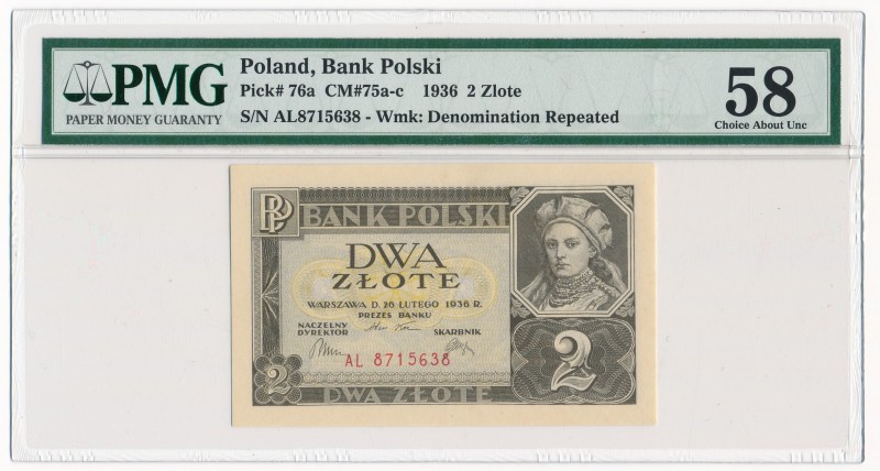 2 złote 1936 -AL- PMG 58 - seria z obiegu

Seria naturalnie wyjęta z obiegu. R...