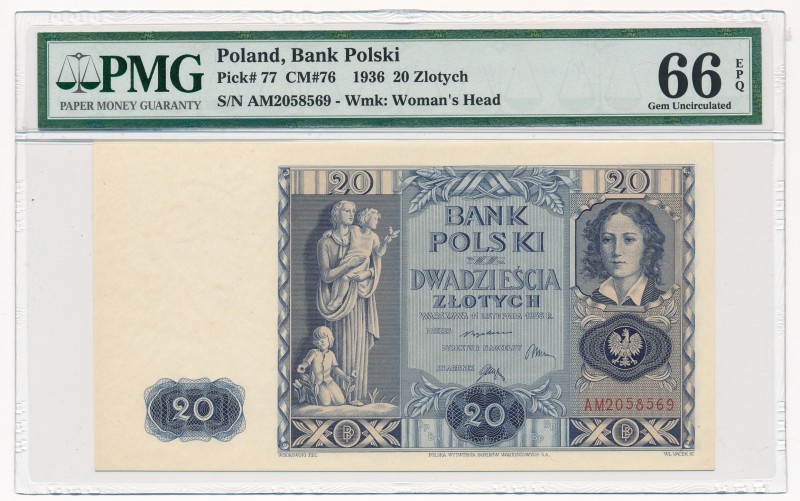 20 złotych 1936 -AM- PMG 66 EPQ

Wyśmienita sztuka. Stan potwierdzony wysoką n...