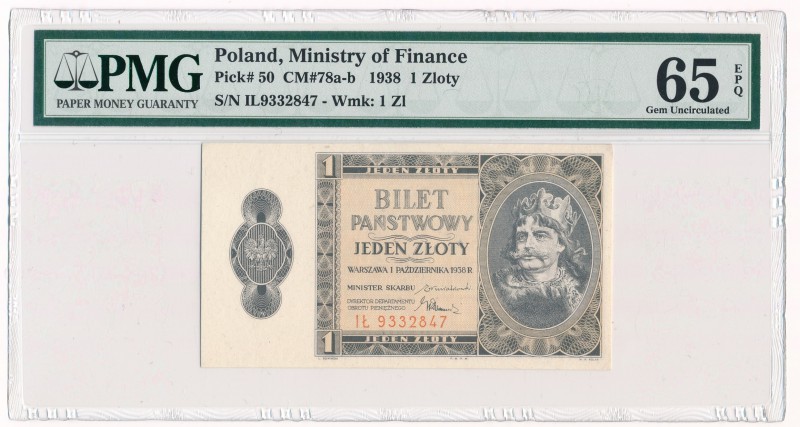 1 złoty 1938 -IŁ- PMG 65 EPQ

Odmiana dwuliterowa wydrukowana na białym papier...