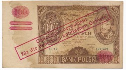 100 złotych 1932(9) -X- przedruk okupacyjny -AN- bardzo rzadki

Dużej rzadkości praktycznie nienotowana odmiana przedruku okupacyjnego. Oryginalne p...