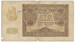 100 złotych 1940 - Falsyfikat z epoki - Emissionsbank - rzadki

Rzadkie ostemplowane fałszerstwo z poszukiwaną pieczęcią Emissionsbank in Polen oraz...